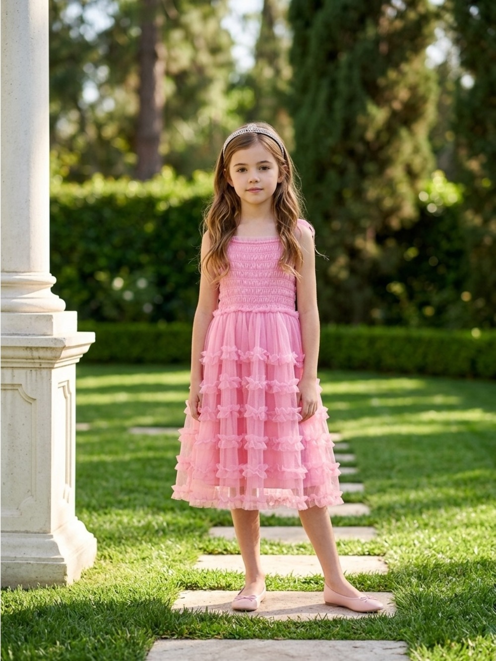 Kensie Girl Pink Ruffle Tulle Party Dress
